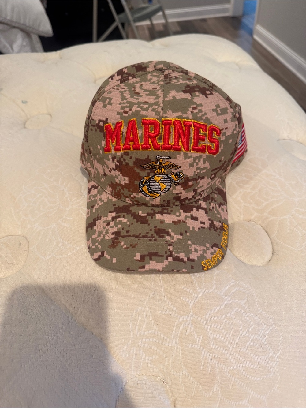 Marines Camo Baseball Cap with Embroidered Emblem